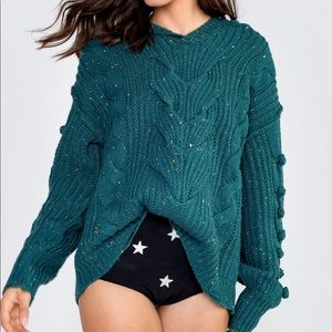 wildfox couture pattie cable knit hooded sweater